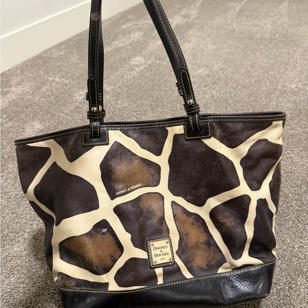 Dooney & Bourke Giraffe Print Tote - Brown and Cream
